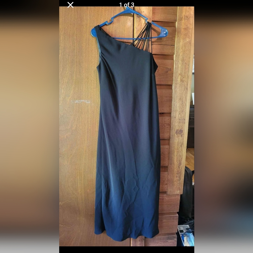 Evan Picone Blue Asymmetrical One-Shoulder Cocktail Dress